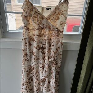 Express Asymmetrical Brown and Cream Dress
